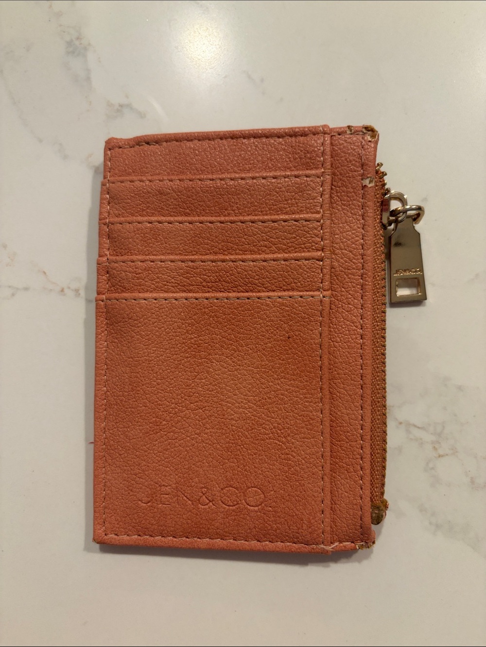 Jen & Co Slim Leather Card Wallet in Rust